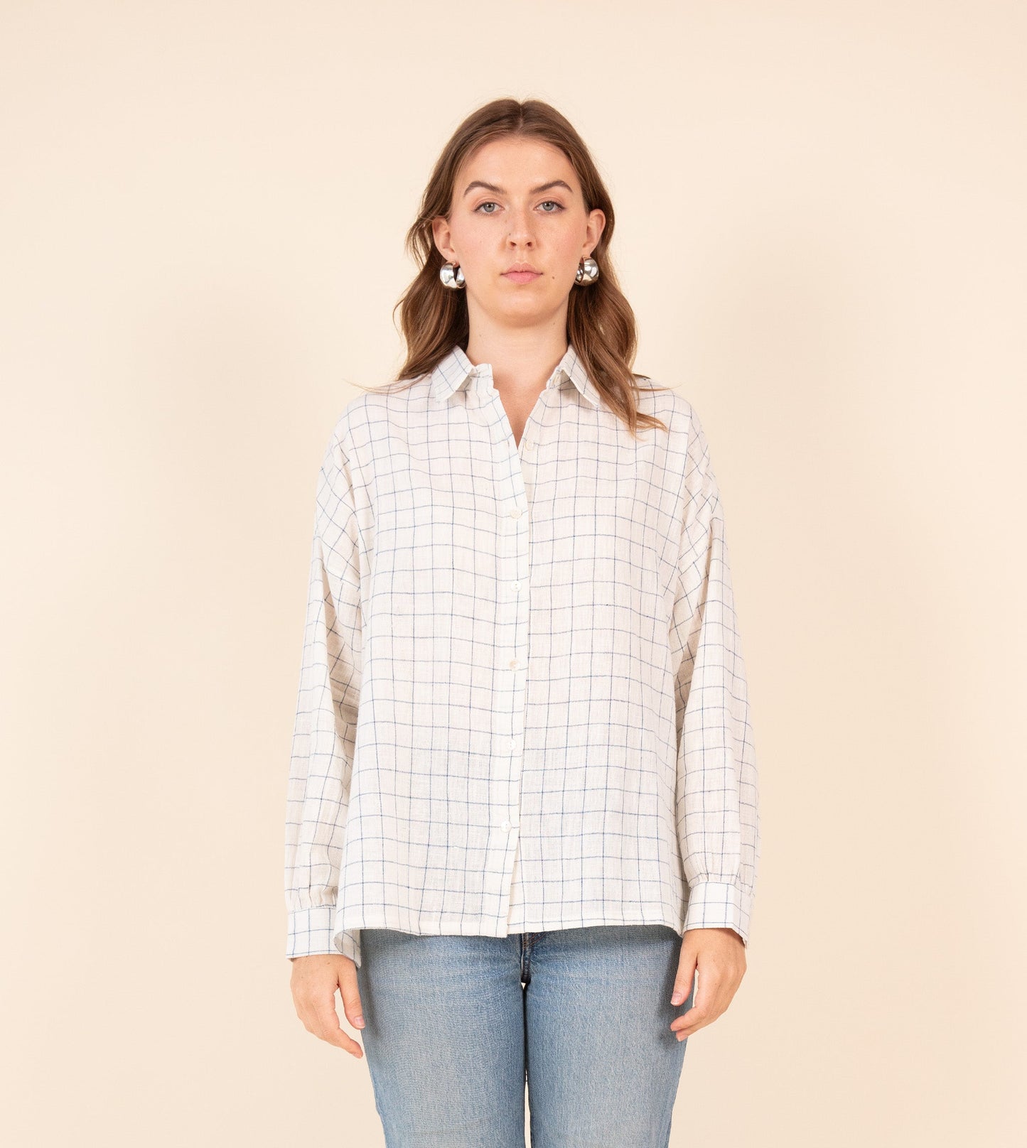 Windowpane Check Fuji Shirt | Harkoi Studio - Elevate your wardrobe with the Windowpane Check Fuji Shirt. Keywords: sustainable men's shirt, eco-friendly fashion, Windowpane Check Fuji Shirt, ethical clothing.