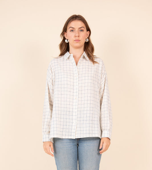 Windowpane Check Fuji Shirt | Harkoi Studio - Elevate your wardrobe with the Windowpane Check Fuji Shirt. Keywords: sustainable men's shirt, eco-friendly fashion, Windowpane Check Fuji Shirt, ethical clothing.