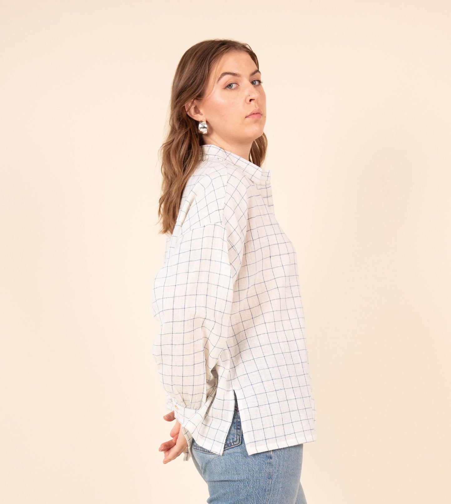 Windowpane Check Fuji Shirt | Harkoi Studio - Elevate your wardrobe with the Windowpane Check Fuji Shirt. Keywords: sustainable men's shirt, eco-friendly fashion, Windowpane Check Fuji Shirt, ethical clothing.
