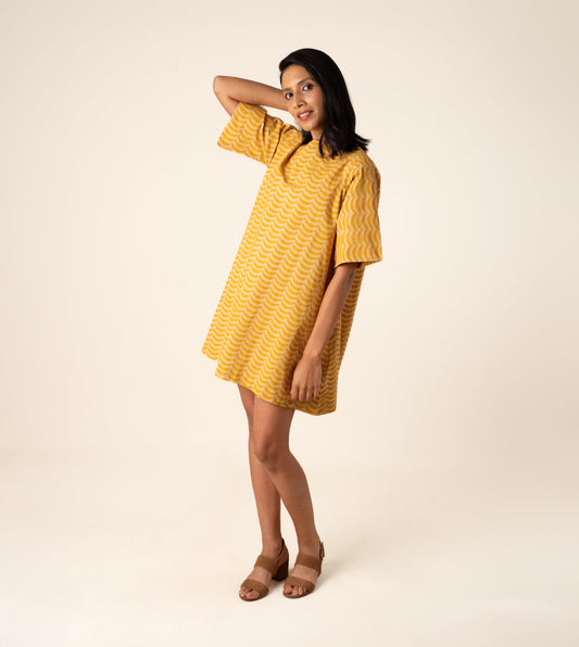 Jun Dress Crescent - Harkoi Studio - Infused with charm and sophistication, the Jun Dress, a sustainable  crafted with precision and care. Keywords: jun, dress, crescent, sustainable crescent, eco-friendly fashion.