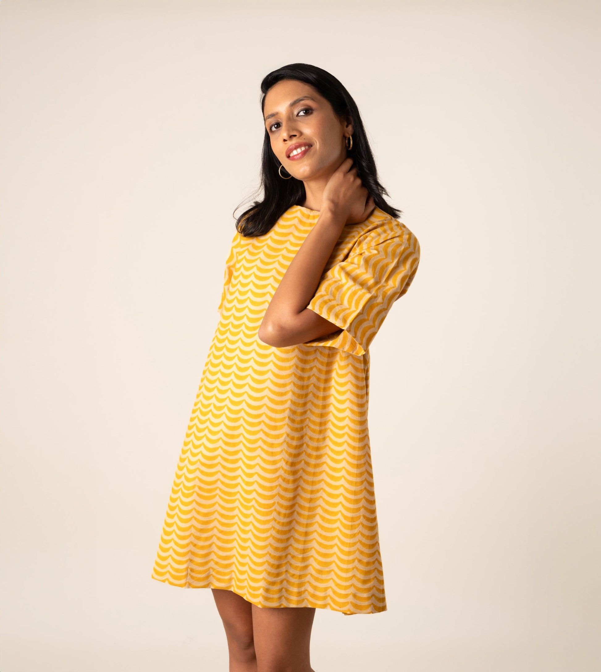 Jun Dress Crescent - Harkoi Studio - Infused with charm and sophistication, the Jun Dress, a sustainable  crafted with precision and care. Keywords: jun, dress, crescent, sustainable crescent, eco-friendly fashion.