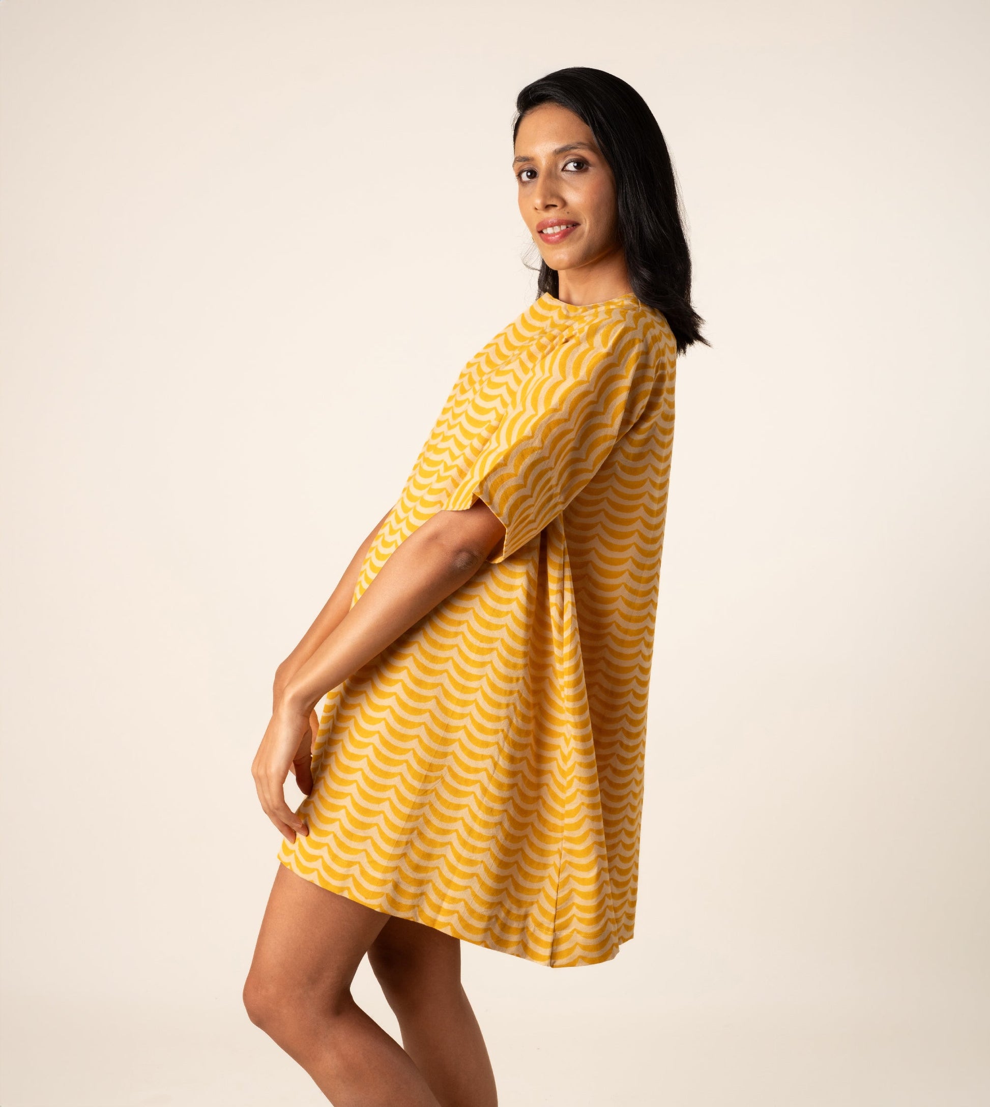 Jun Dress Crescent - Harkoi Studio - Infused with charm and sophistication, the Jun Dress, a sustainable  crafted with precision and care. Keywords: jun, dress, crescent, sustainable crescent, eco-friendly fashion.