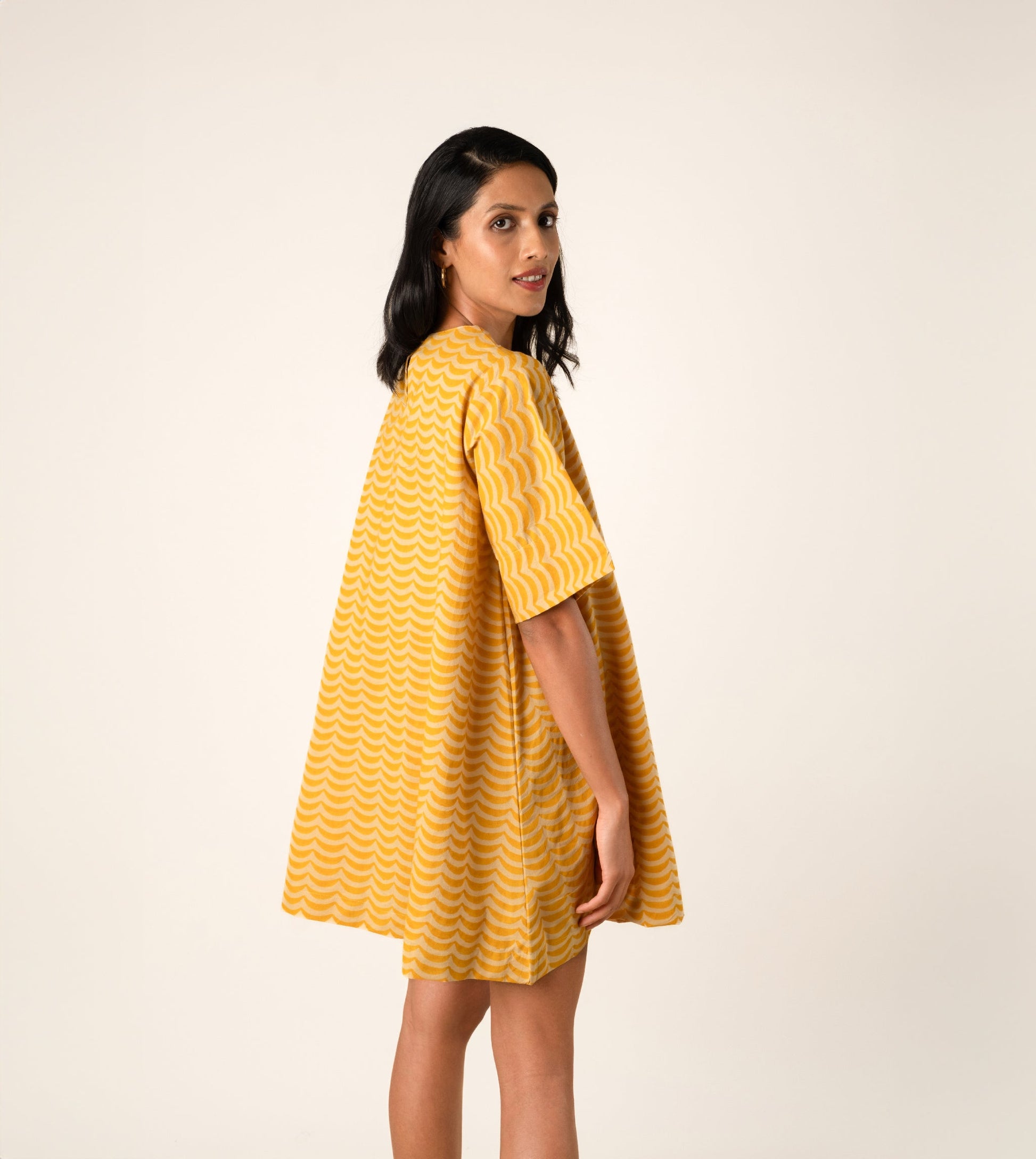 Jun Dress Crescent - Harkoi Studio - Infused with charm and sophistication, the Jun Dress, a sustainable  crafted with precision and care. Keywords: jun, dress, crescent, sustainable crescent, eco-friendly fashion.