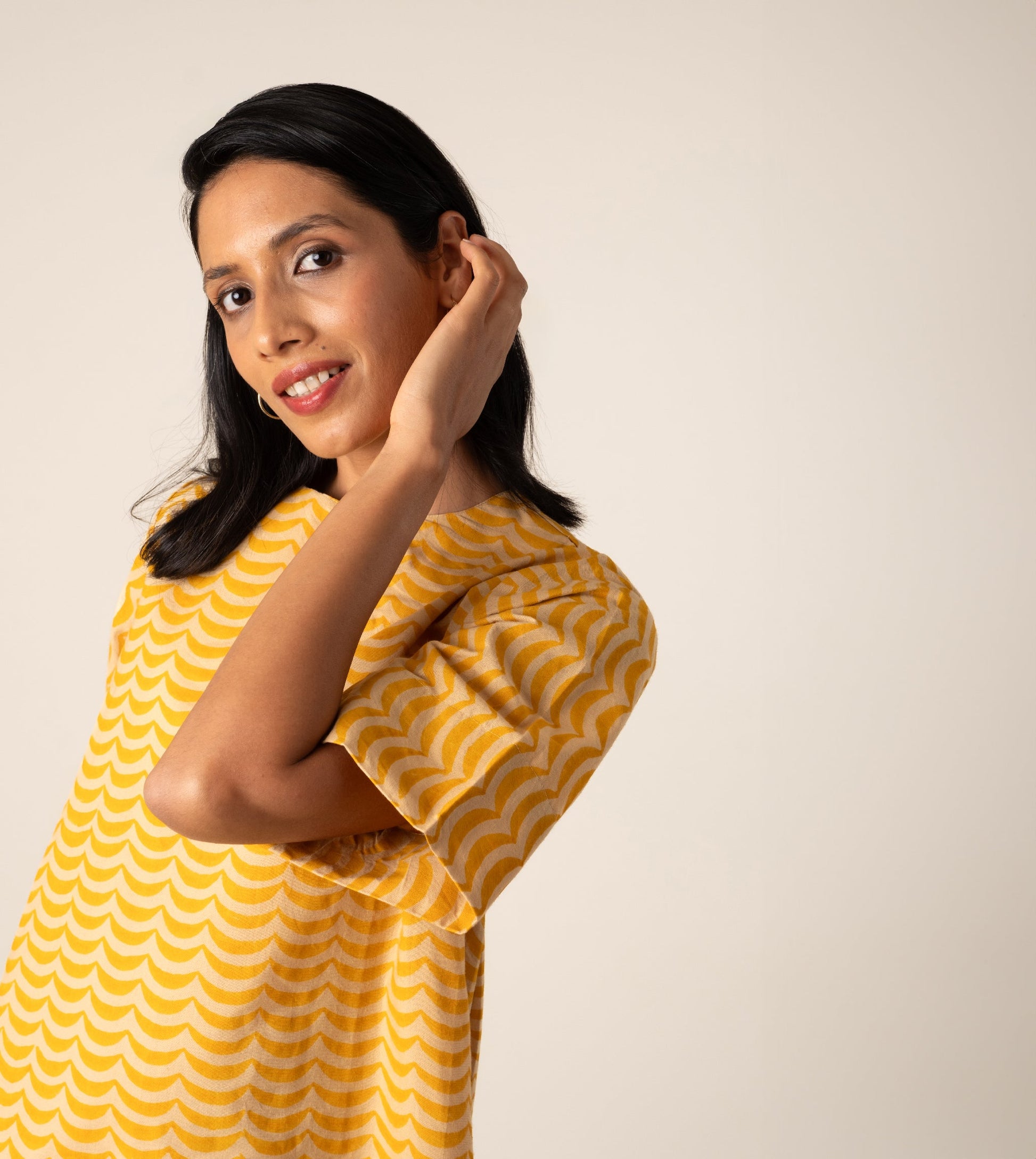 Jun Dress Crescent - Harkoi Studio - Infused with charm and sophistication, the Jun Dress, a sustainable  crafted with precision and care. Keywords: jun, dress, crescent, sustainable crescent, eco-friendly fashion.
