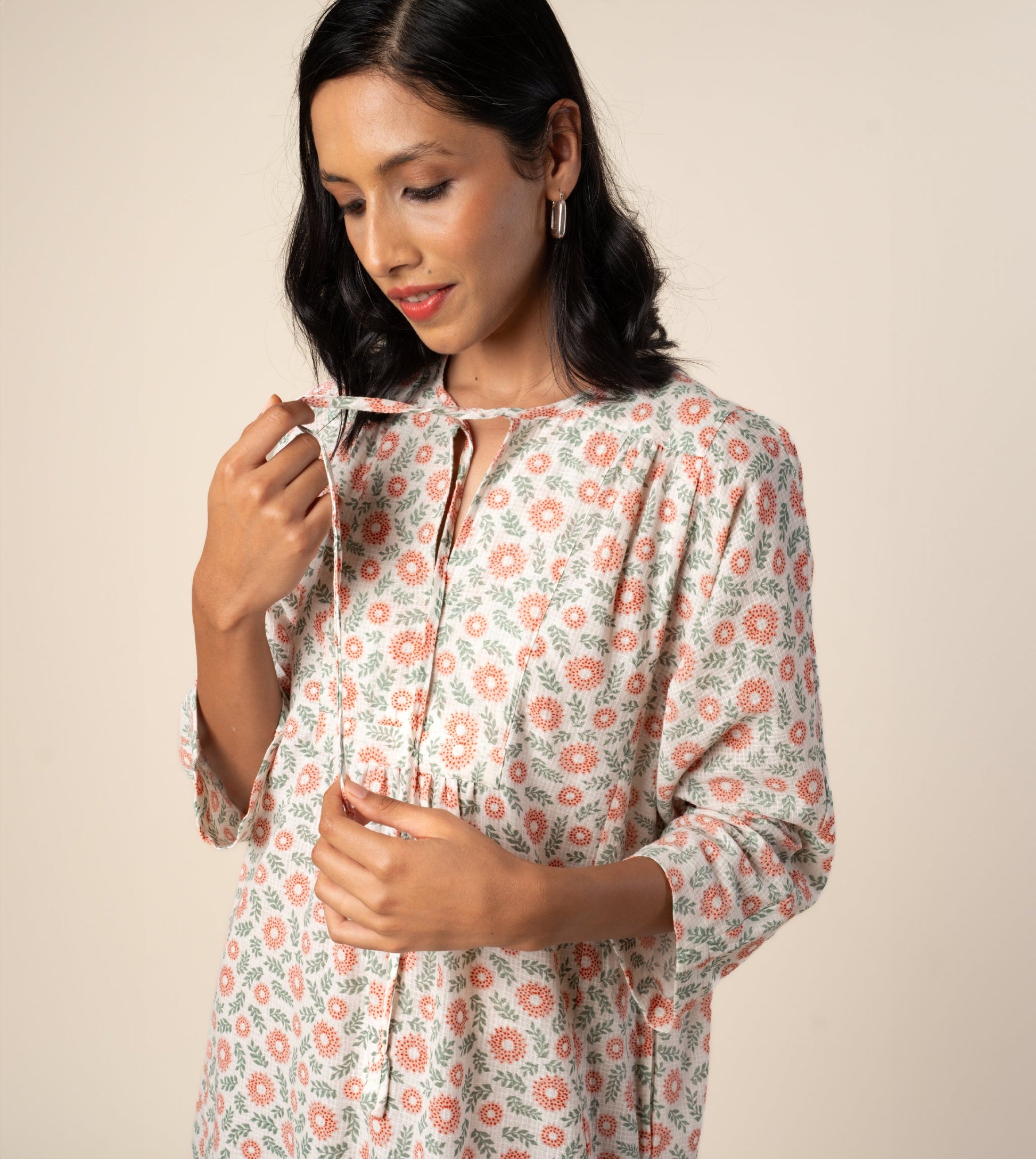 Kiyo Dress Strawberry Floral - Harkoi Studio - A bold yet timeless expression of style, the Kiyo Dress, a sustainable  crafted with precision and care. Keywords: kiyo, dress, strawberry, floral, sustainable floral, eco-friendly fashion, strawberry.