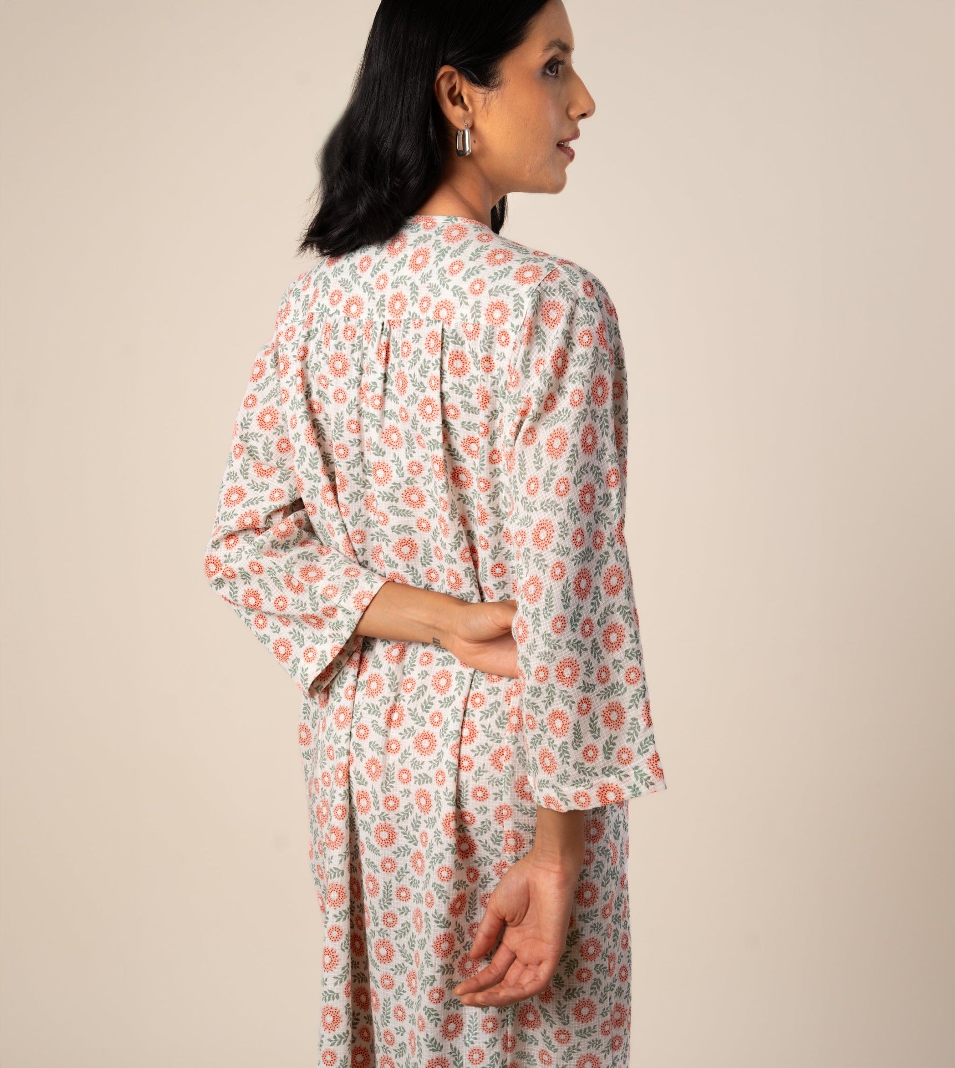 Kiyo Dress Strawberry Floral - Harkoi Studio - A bold yet timeless expression of style, the Kiyo Dress, a sustainable  crafted with precision and care. Keywords: kiyo, dress, strawberry, floral, sustainable floral, eco-friendly fashion, strawberry.