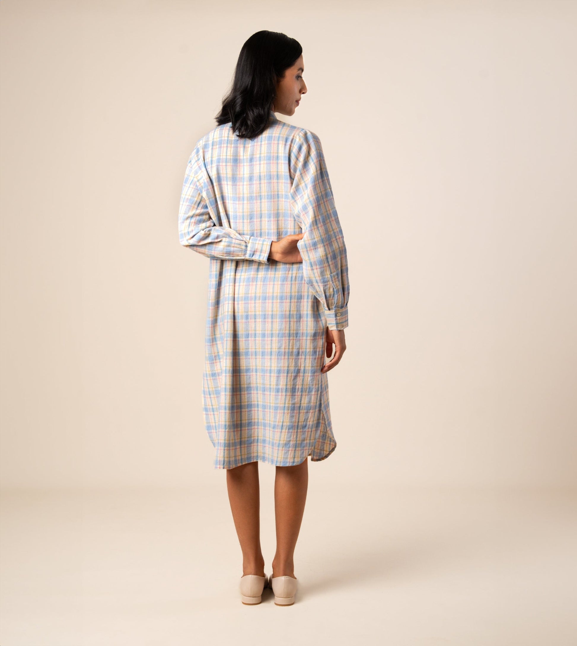 Mariko Dress Multi Plaid - Harkoi Studio - Engineered for both style and ease, the Mariko Dress, a sustainable  crafted with precision and care. Keywords: mariko, dress, multi, plaid, sustainable plaid, eco-friendly fashion, multi.