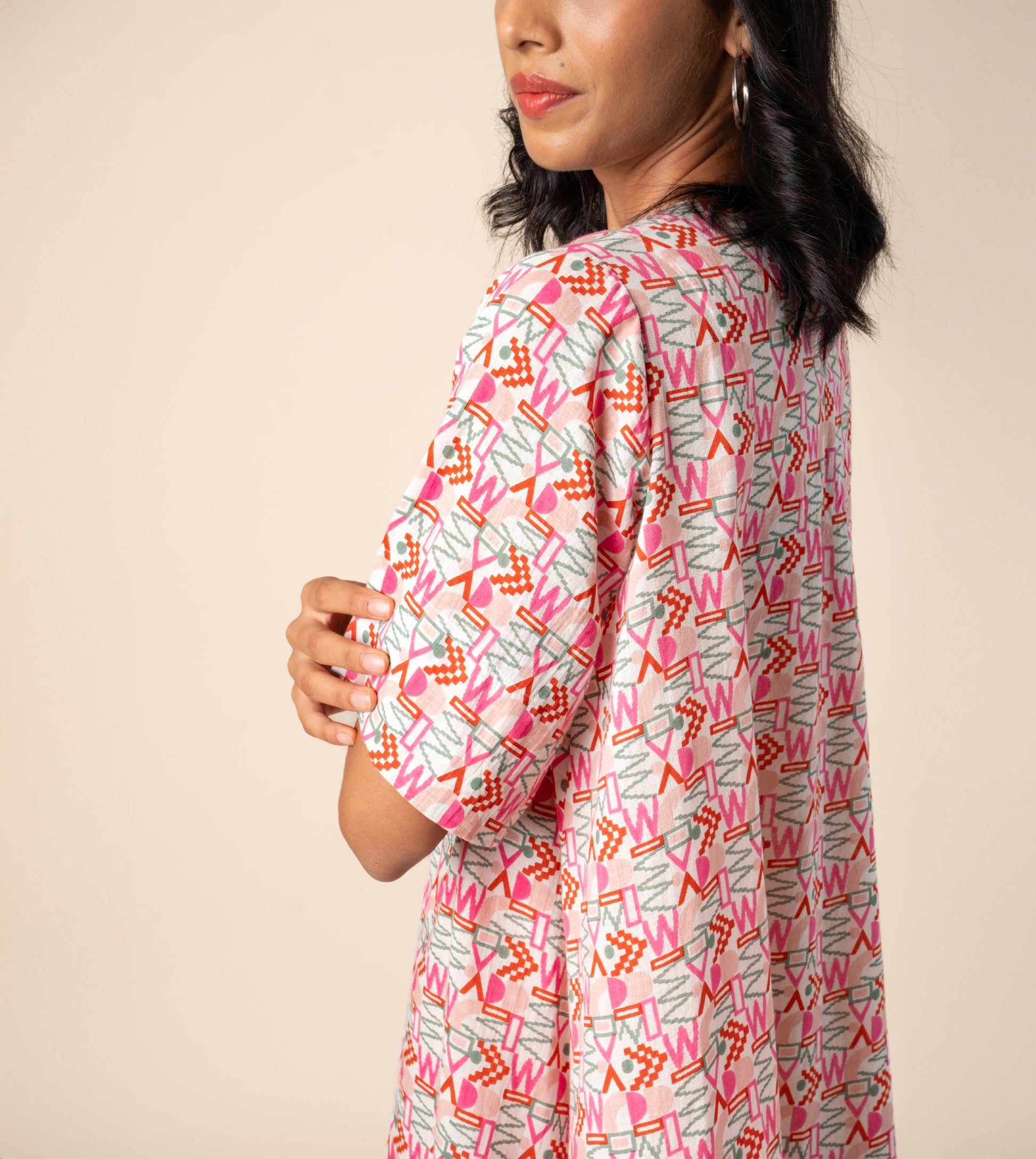 Jun Dress Girard - Harkoi Studio - Express your individuality with the Jun Dress in the artistic Girard pattern. Keywords: sustainable dress, eco-friendly fashion, Jun Dress, Girard-patterned dress, ethical clothing.