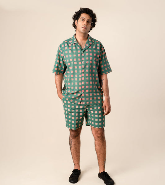Ina Mens Shorts Star - Harkoi Studio - Step up your summer style with the Ina Mens Shorts in star print. Keywords: sustainable mens shorts, eco-friendly fashion, Ina Shorts, star print shorts, ethical clothing.