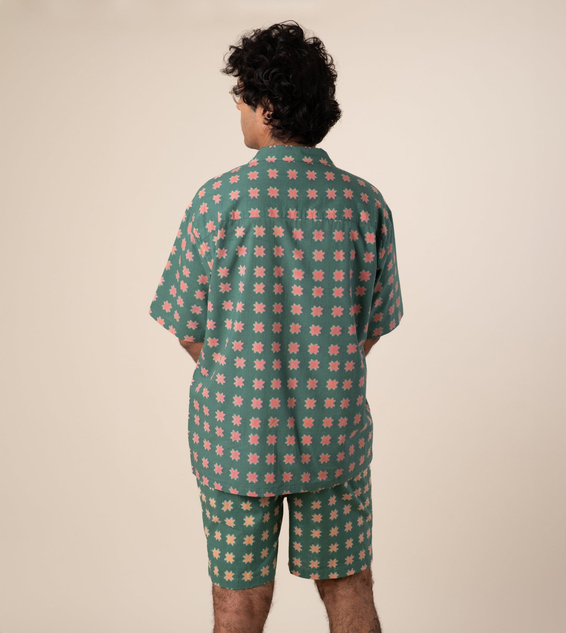 Ina Mens Shorts Star - Harkoi Studio - Step up your summer style with the Ina Mens Shorts in star print. Keywords: sustainable mens shorts, eco-friendly fashion, Ina Shorts, star print shorts, ethical clothing.
