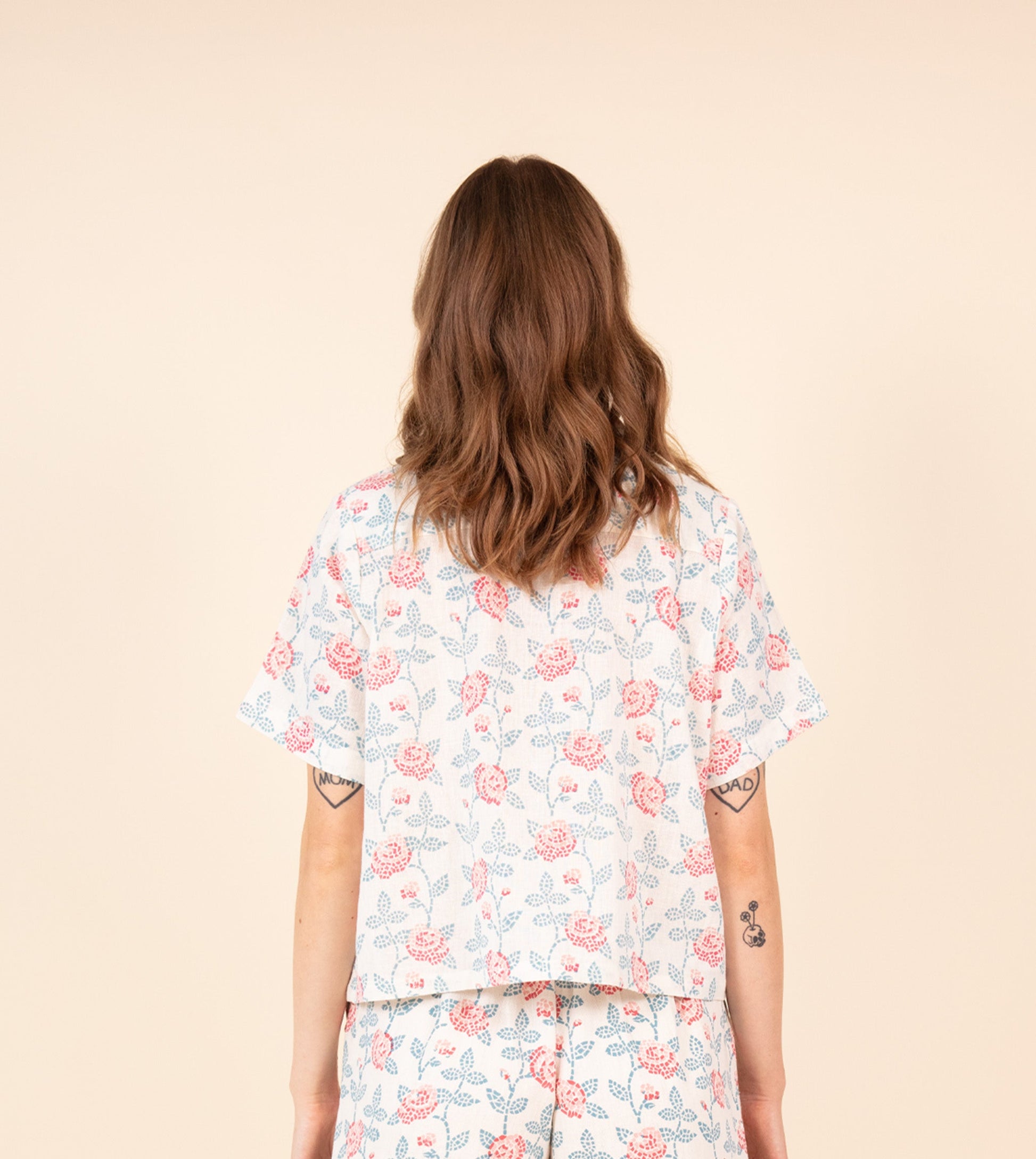 Rin Top Rose Mosaic - Harkoi Studio - Add elegance to your wardrobe with the Rin Top in Rose Mosaic. Keywords: sustainable blouse, eco-friendly top, Rin Top, rose mosaic top, ethical fashion.