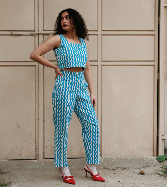 Emi Pants • Blue Squiggle
