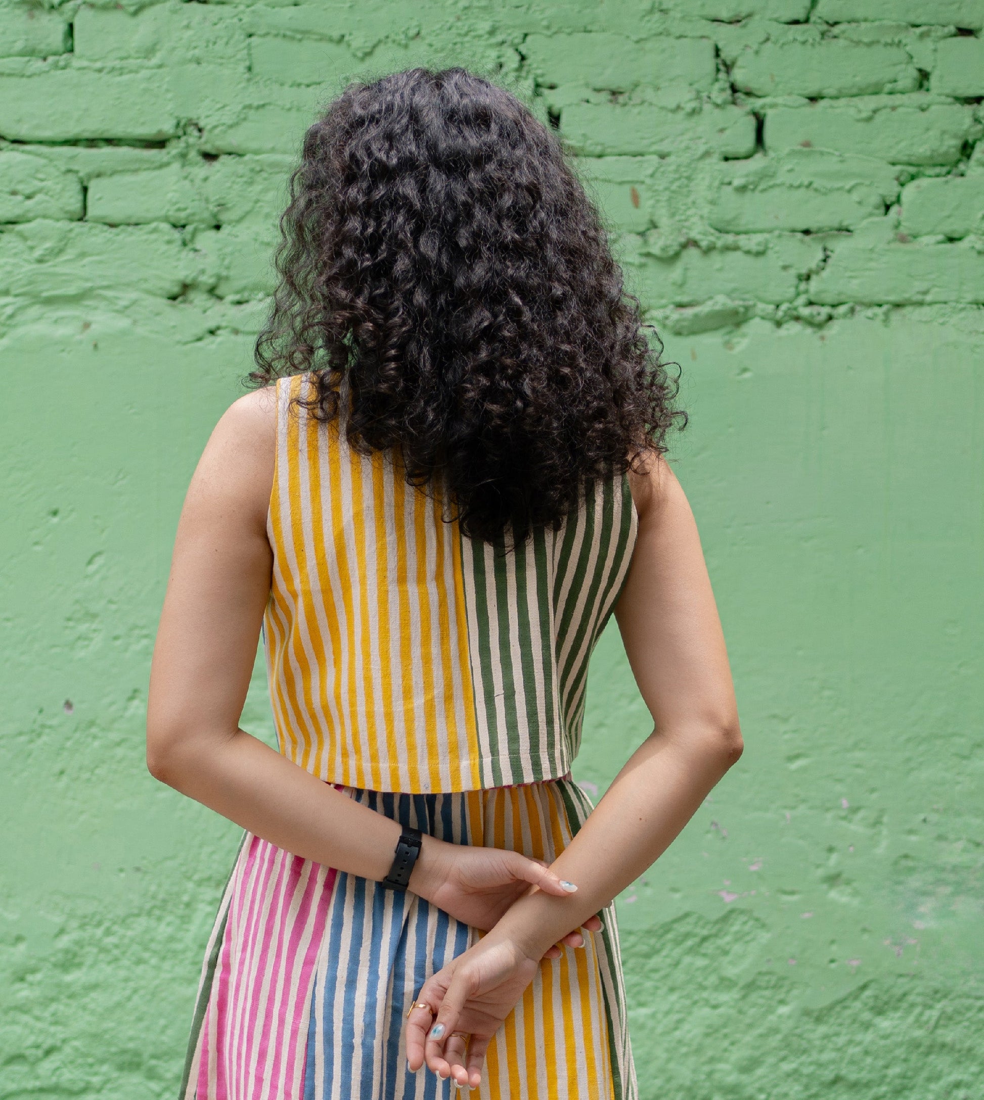 Stripes Mei Top Multi - Harkoi Studio - Add playful stripes to your wardrobe with the Stripes Mei Top in multi-color. Keywords: sustainable blouse, eco-friendly top, Stripes Mei Top, multi-color striped top, ethical fashion.