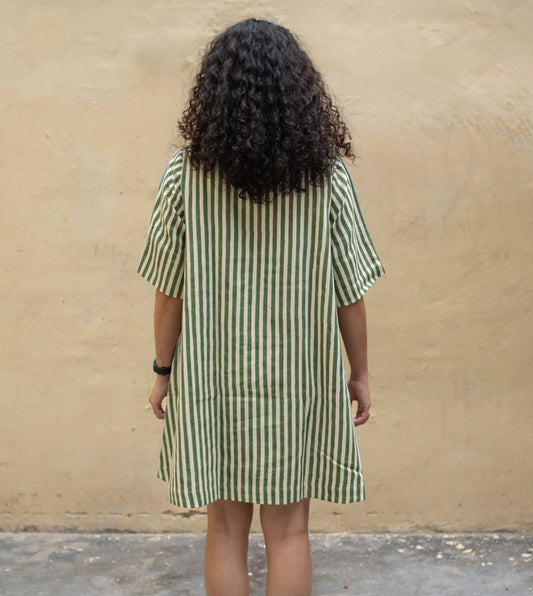 Dual Stripe Simple Dress Blue Green - Harkoi Studio - Effortlessly chic and sustainable Ÿ?? the Dual Stripe Simple Dress in blue & green is ethically crafted for conscious fashion lovers. Keywords: sustainable dress, eco-friendly clothing, dual stripe dress, blue and green dress, ethical fashion.