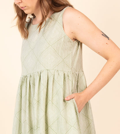 Suki Dress Green | Harkoi Studio - Your ideal companion for both casual and formal settings, the Suki Dress, a sustainable- crafted with precision and care. Keywords: suki, dress, green, sustainable green, eco-friendly fashion.