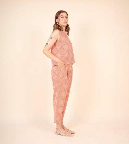 Haru Pants Orange - Harkoi Studio - Brighten your wardrobe with the Haru Pants in bold orange. Keywords: sustainable pants, eco-friendly fashion, comfortable trousers, casual wear