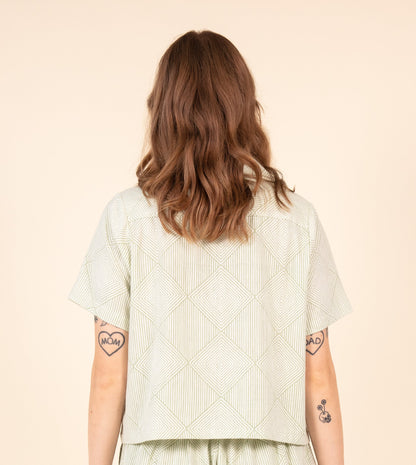 Radiate Rin Top Pale Green | Harkoi Studio - Embrace effortless elegance with the Radiate Rin Top in pale green. Keywords: sustainable top, eco-friendly fashion, Radiate Rin Top, pale green blouse, ethical clothing.