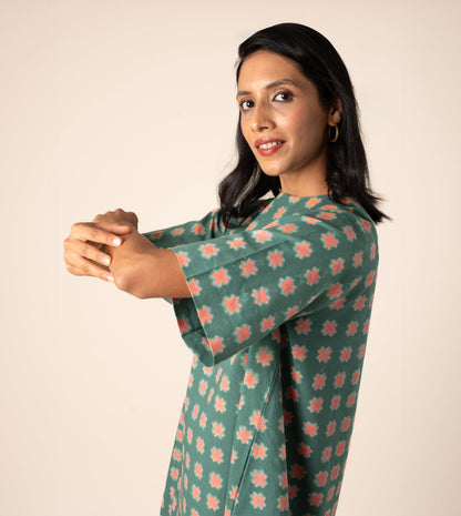 Jun Dress Crescent - Harkoi Studio - Jun Dress | Sustainable Crescent-Patterned Dress  Harkoi Studio. Keywords: sustainable dress, eco-friendly fashion, Jun Dress, crescent-patterned dress, ethical clothing.