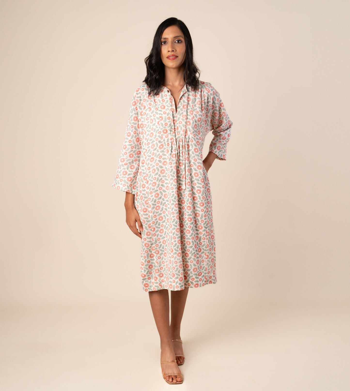 Kiyo Dress Strawberry Floral - Harkoi Studio - A bold yet timeless expression of style, the Kiyo Dress, a sustainable  crafted with precision and care. Keywords: kiyo, dress, strawberry, floral, sustainable floral, eco-friendly fashion, strawberry.