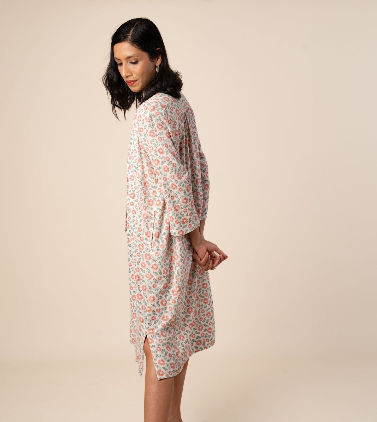 Kiyo Dress Strawberry Floral - Harkoi Studio - A bold yet timeless expression of style, the Kiyo Dress, a sustainable  crafted with precision and care. Keywords: kiyo, dress, strawberry, floral, sustainable floral, eco-friendly fashion, strawberry.