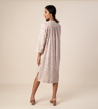 Kiyo Dress Strawberry Floral - Harkoi Studio - A bold yet timeless expression of style, the Kiyo Dress, a sustainable  crafted with precision and care. Keywords: kiyo, dress, strawberry, floral, sustainable floral, eco-friendly fashion, strawberry.