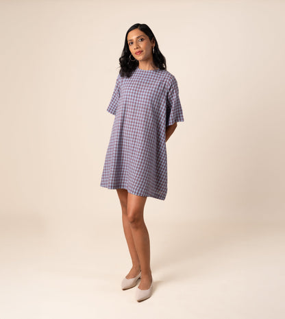Jun Dress Gingham - Harkoi Studio - Embrace effortless elegance with the Jun Dress in classic gingham. Keywords: sustainable dress, eco-friendly fashion, Jun Dress, gingham dress, ethical clothing.