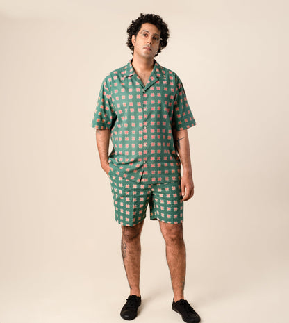 Ina Mens Shorts Star - Harkoi Studio - Step up your summer style with the Ina Mens Shorts in star print. Keywords: sustainable mens shorts, eco-friendly fashion, Ina Shorts, star print shorts, ethical clothing.