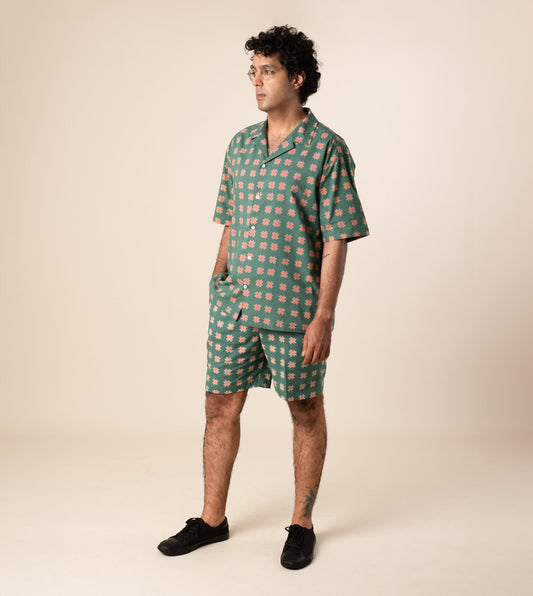 Ina Mens Shorts Star - Harkoi Studio - Step up your summer style with the Ina Mens Shorts in star print. Keywords: sustainable mens shorts, eco-friendly fashion, Ina Shorts, star print shorts, ethical clothing.