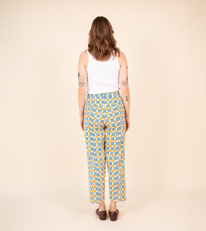 Emi Pants Star Gingham - Harkoi Studio - Add a playful touch to your wardrobe with the Emi Pants in star gingham. Keywords: sustainable pants, eco-friendly trousers, Emi Pants, star gingham trousers, ethical fashion.