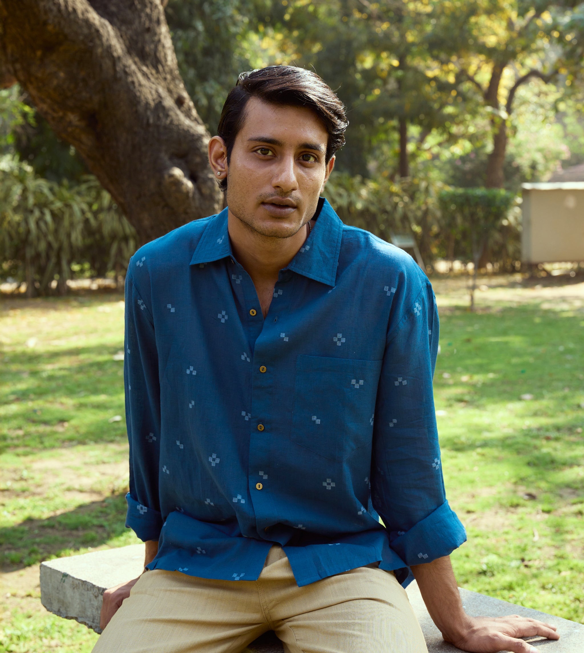 Vesper Tetris Jamdani Shirt – Handcrafted Cotton Elegance | Buy