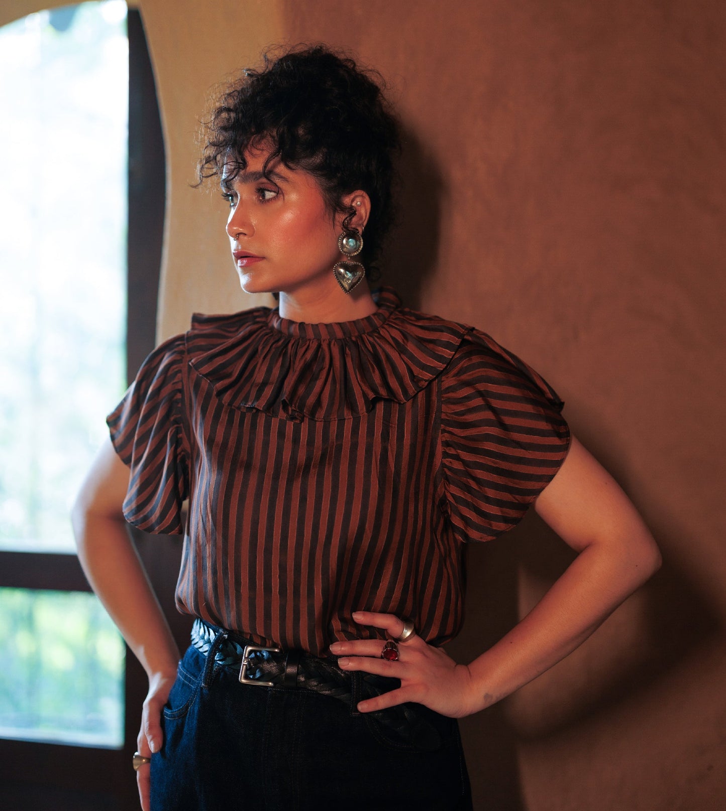 Perrie Silk Top • Two Tone Stripe