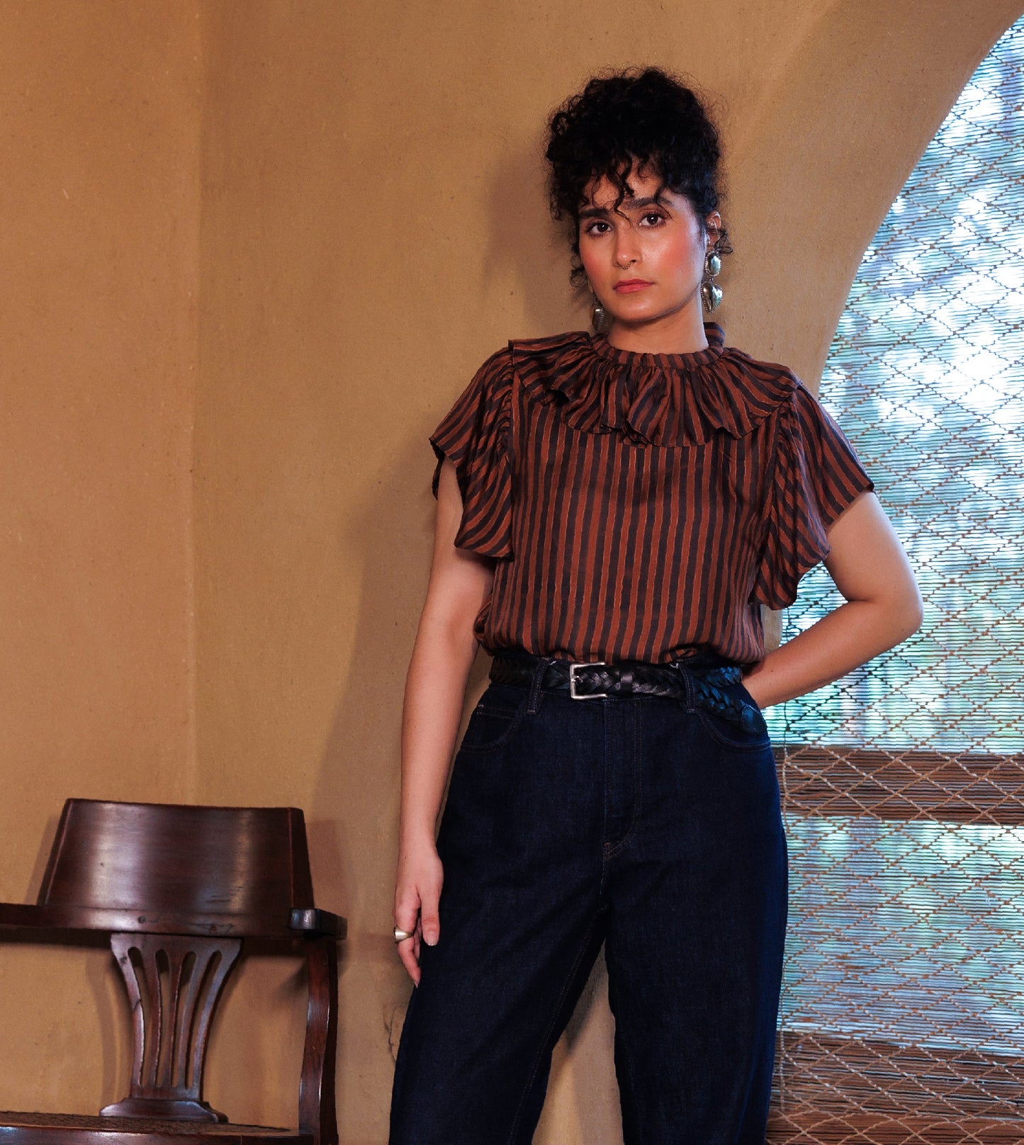 Perrie Silk Top • Two Tone Stripe