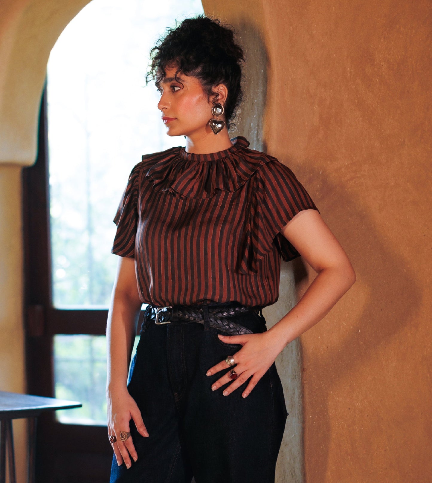 Perrie Silk Top • Two Tone Stripe