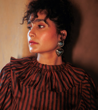 Perrie Silk Top • Two Tone Stripe