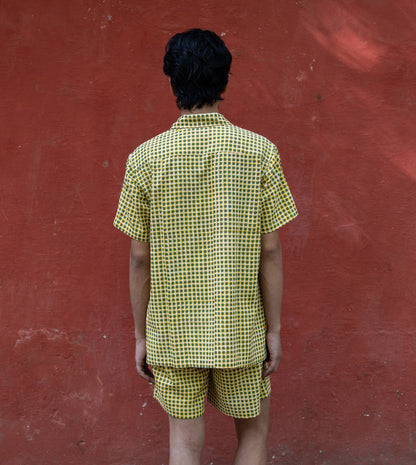 Mini Gingham Mens Shorts Yellow Green | Harkoi Studio - Add a touch of sophistication with the Mini Gingham, a sustainable- with precision and care. Keywords: mini, gingham, men, s, shorts, yellow, green, 1, sustainable 1, eco-friendly fashion, men s shorts yellow green.