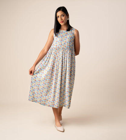 Suki Dress Girard | Harkoi Studio - Turn heads with the Suki Dress in the bold Girard pattern. Keywords: sustainable dress, eco-friendly fashion, Suki Dress, Girard-patterned dress, ethical clothing.